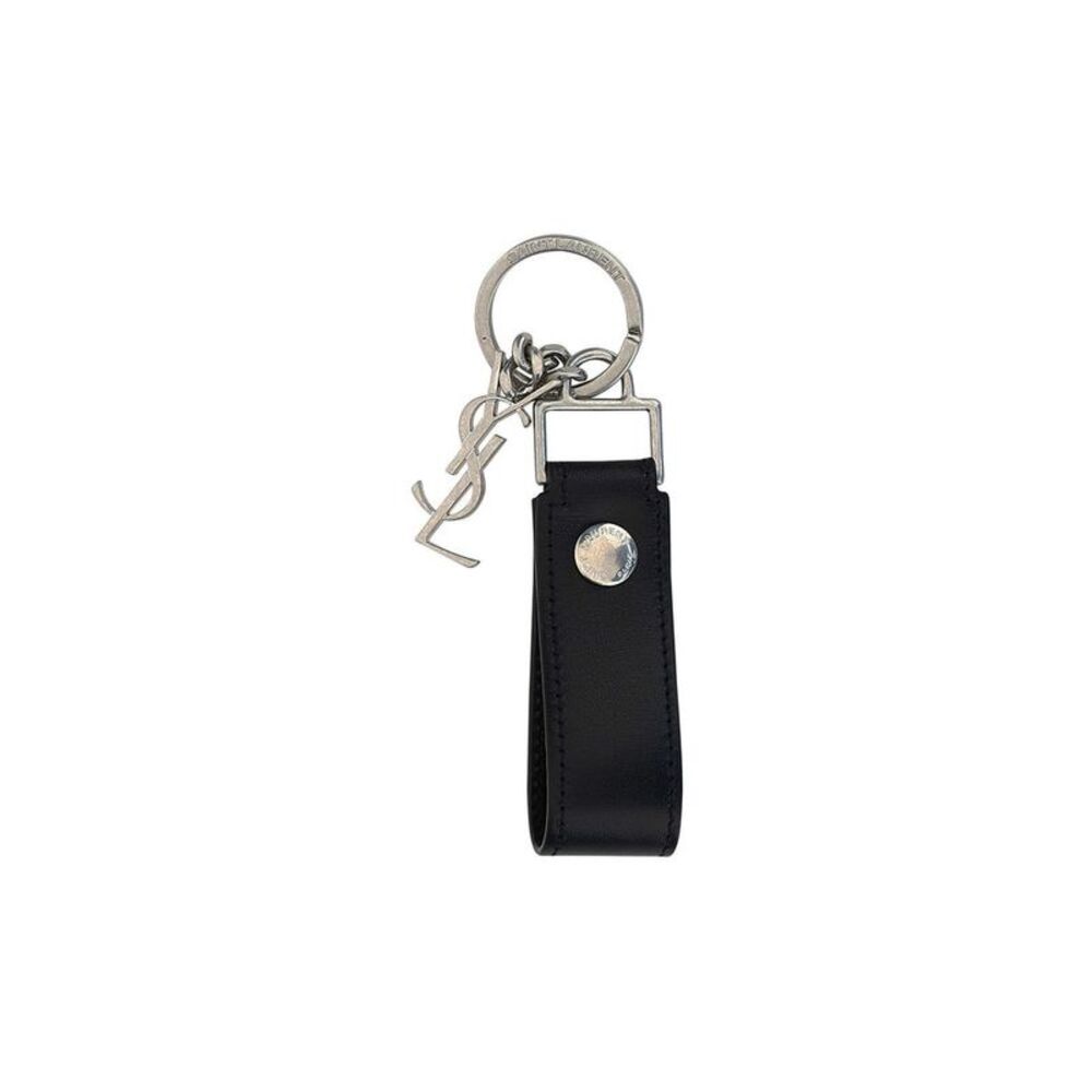 Saint Laurent Black Calf Leather Bos Taurus Men's Keychain - Picture 1 of 2